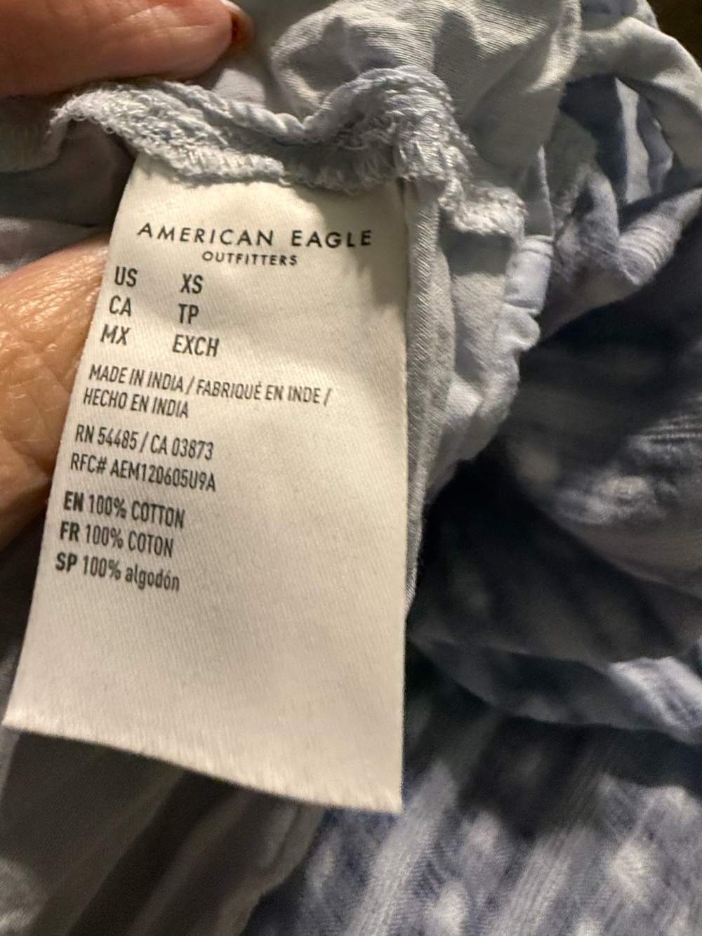 American Eagle Blue Tiered Maxidress XS Cottagecore Lace Cotton Prarie Boho - Picture 9 of 9